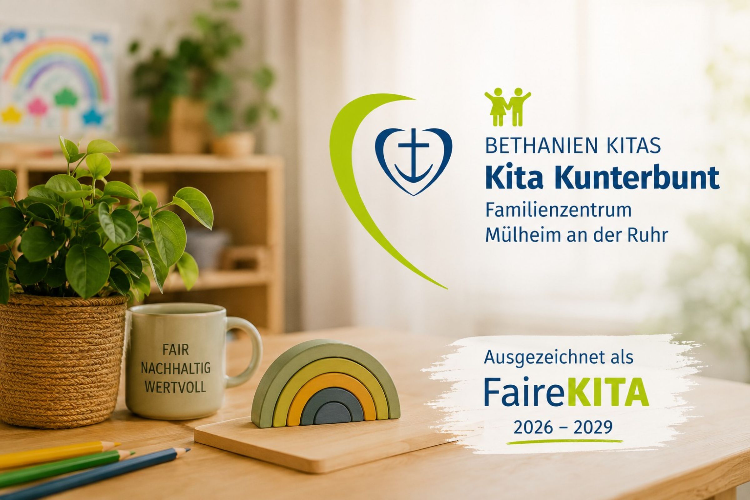 Faire Kita Kunterbunt Ein Bild was zeigt, dass die Kita eine Auszeichnung bekommen hat