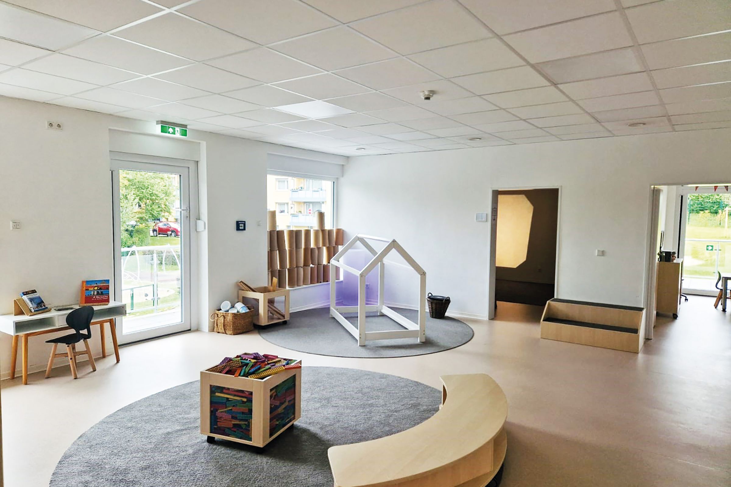 Ein Raum der Kita rund ums Bauen und Konstruieren.