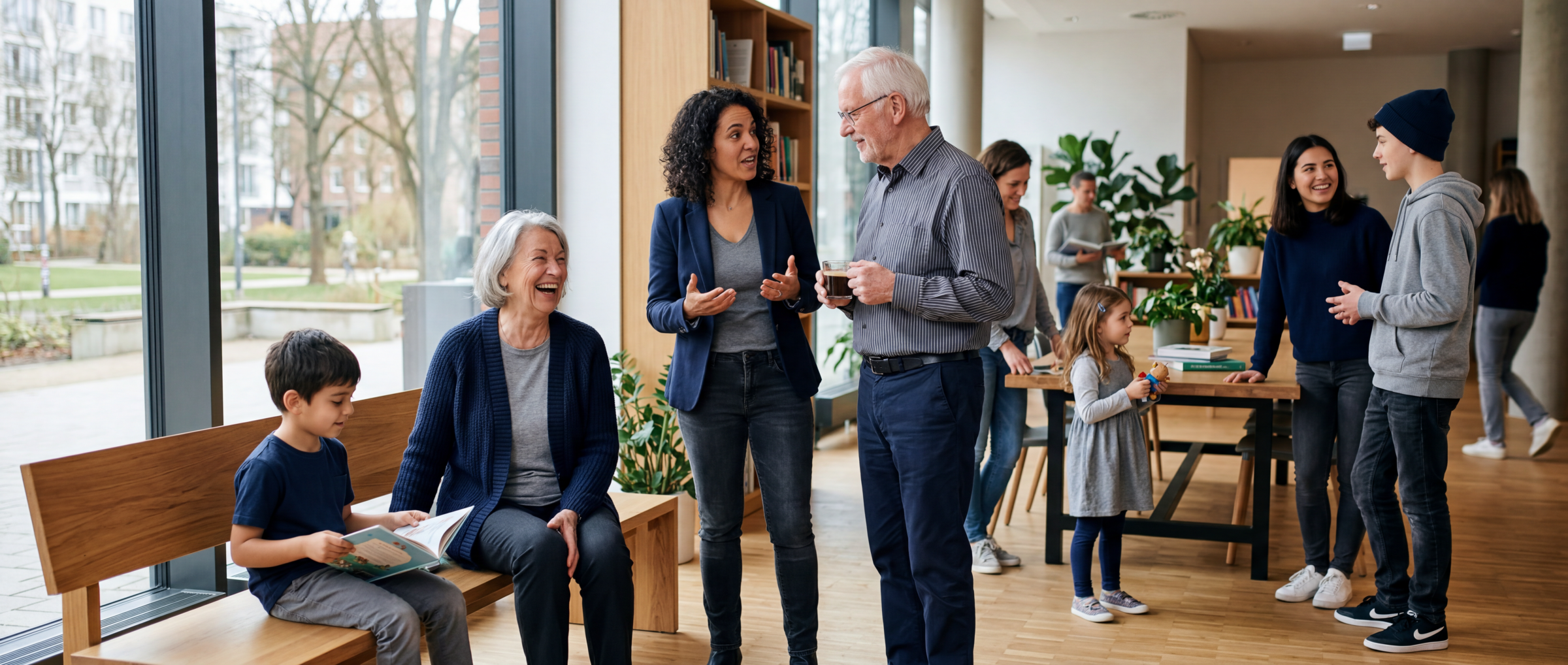 Verschiedene Altersgruppen treffen aufeinander und interagieren