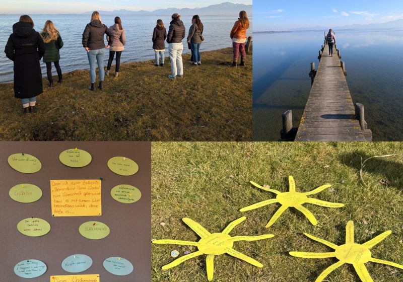 Eine Collage aus vier Bildern mit Impressionen aus dem Auszeit-Wochenende der Sternenkindmütter