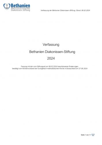 Hier finden Sie die Verfassung (Satzung) der Bethanien Diakonissen-Stiftung in der aktuellen Fassung.